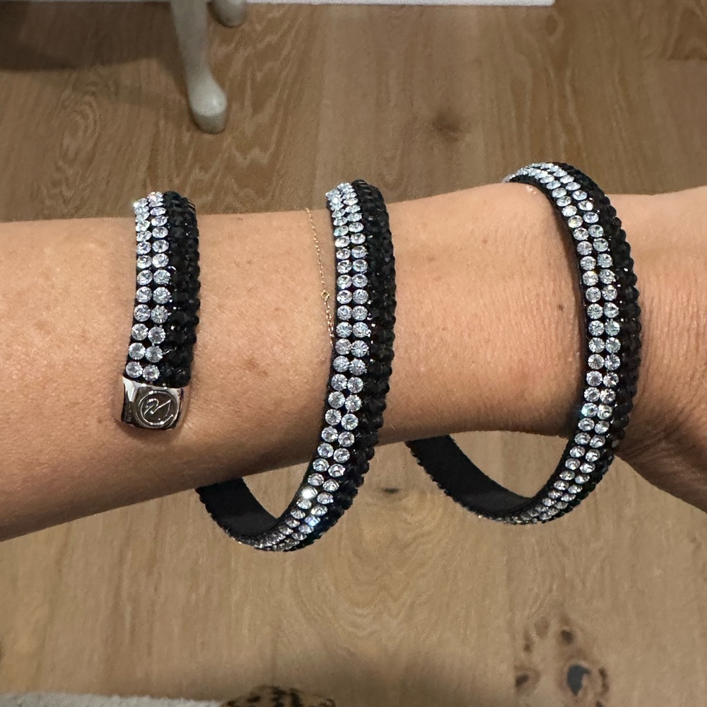 Swarovski Crystal Black and Silver Wrap Bracelet - Picture 7 of 8